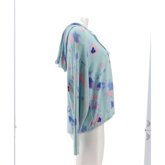 Candace Cameron Malibu Lounge 1/2 Zip Hoodie SilvSage TieDye A4732298 - Picture 7 of 9